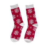 Weiche Weihnachtssocken aus Polyester in transparenter Dekokugel farbe rot erste Ansicht