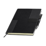 A5-Softcover-Notizbuch aus Kunstleder und Stift, liniert farbe schwarz