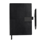 A5-Softcover-Notizbuch aus Kunstleder und Stift, liniert farbe schwarz