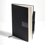 A5-Softcover-Notizbuch aus Kunstleder und Stift, liniert farbe schwarz