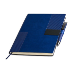A5-Softcover-Notizbuch aus Kunstleder und Stift, liniert farbe marineblau