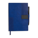 A5-Softcover-Notizbuch aus Kunstleder und Stift, liniert farbe marineblau