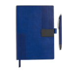 A5-Softcover-Notizbuch aus Kunstleder und Stift, liniert farbe marineblau