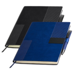A5-Softcover-Notizbuch aus Kunstleder und Stift, liniert farbe marineblau
