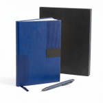 A5-Softcover-Notizbuch aus Kunstleder und Stift, liniert farbe marineblau