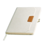A5-Notizbuch aus Cord mit Vordertasche und Stiftschlaufe, unliniert farbe beige