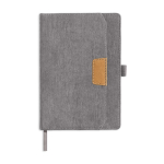 A5-Notizbuch aus Cord mit Vordertasche und Stiftschlaufe, unliniert farbe hellgrau