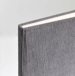 A5-Notizbuch aus Cord mit Vordertasche und Stiftschlaufe, unliniert farbe hellgrau