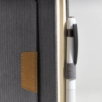 A5-Notizbuch aus Cord mit Vordertasche und Stiftschlaufe, unliniert farbe hellgrau