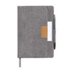 A5-Notizbuch aus Cord mit Vordertasche und Stiftschlaufe, unliniert farbe hellgrau