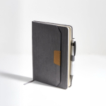A5-Notizbuch aus Cord mit Vordertasche und Stiftschlaufe, unliniert farbe hellgrau