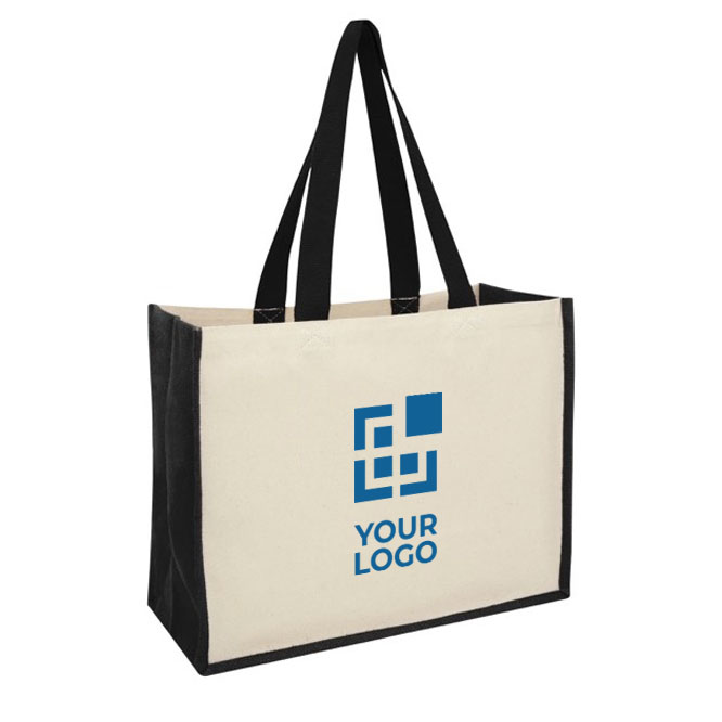 Jutetasche mit Canvas mit laminiertem Innenraum mit Logo