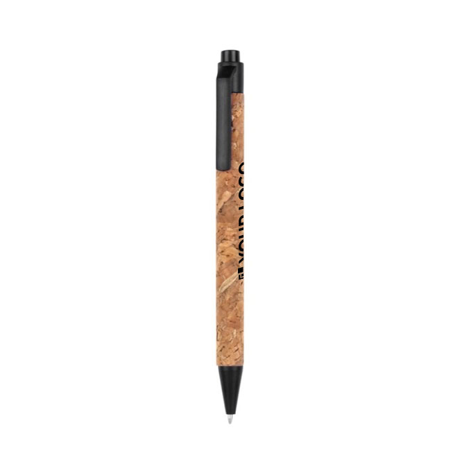 Nachhaltiger Kugelschreiber aus Kork mit blauer Tinte mit Logo
