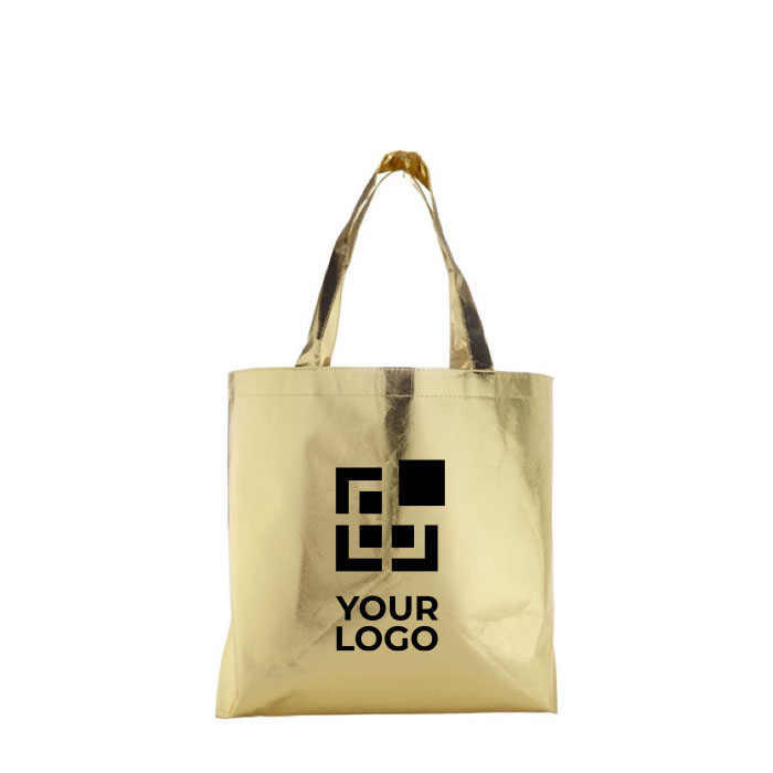 Glänzende Non-Woven-Tasche in Silber oder Gold, 90 g/m2