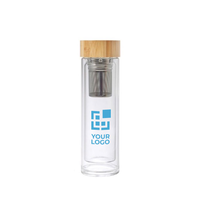 Flasche mit Tee-Ei und luftisoliert mit Deckel aus Bambus, 420ml