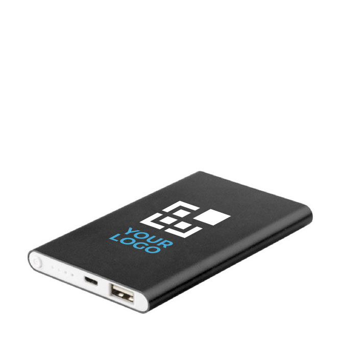 Flache Powerbank aus Aluminium mit Logo bedrucken, 4.000 mAh