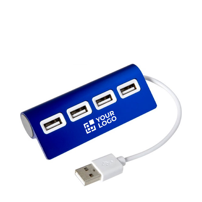 USB Hub aus Aluminium mit 4 Ports 2.0, Kabellänge 14,5 cm bedrucken