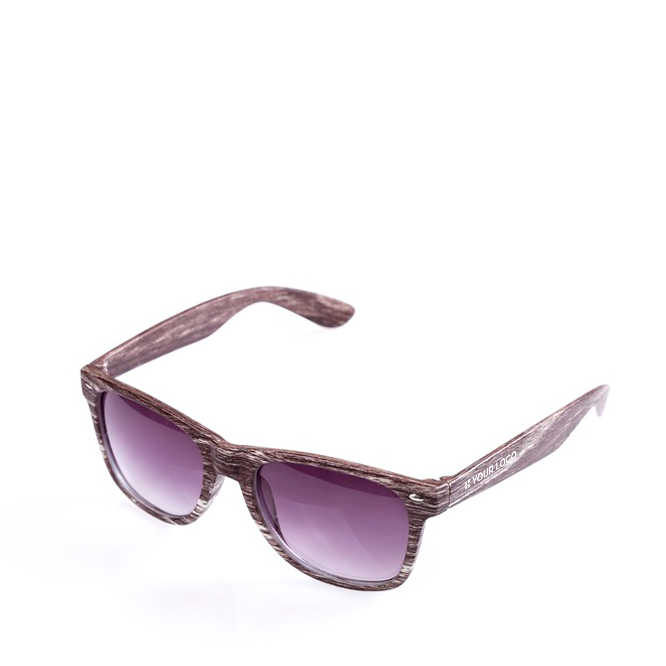 Sonnenbrille mit Holzeffekt und verspiegelten Gläsern, UV400-Schutz