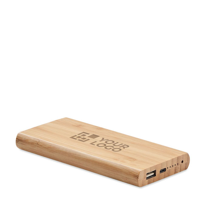 Kabellose Bambus-Powerbank als nachhaltiges Geschenk, 6.000 mAh