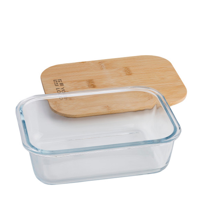Moderne Vesperbox aus Glas und Bambusdeckel, 900ml