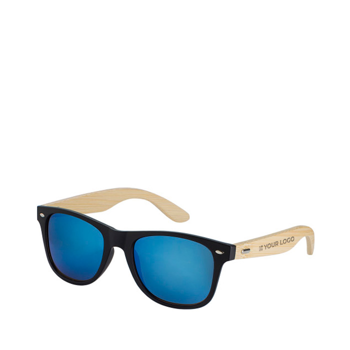 Sonnenbrille mit Bambusbügel und verspiegelten Gläsern, UV400-Schutz