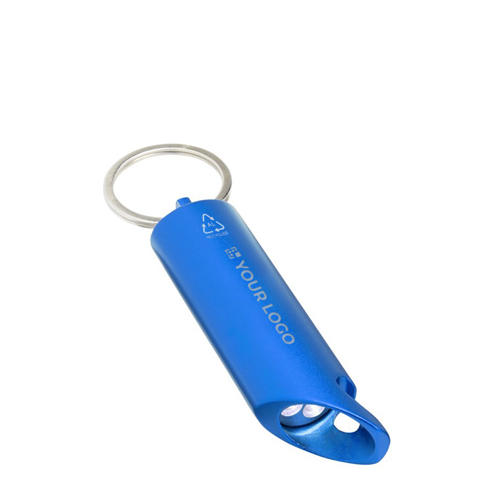 Taschenlampe aus recyceltem Aluminium mit Öffner und Karabiner
