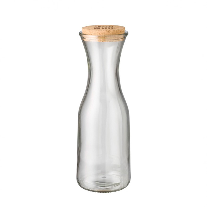 Recycelter Glasbehälter mit Korkdeckel als Werbeartikel, 1 L