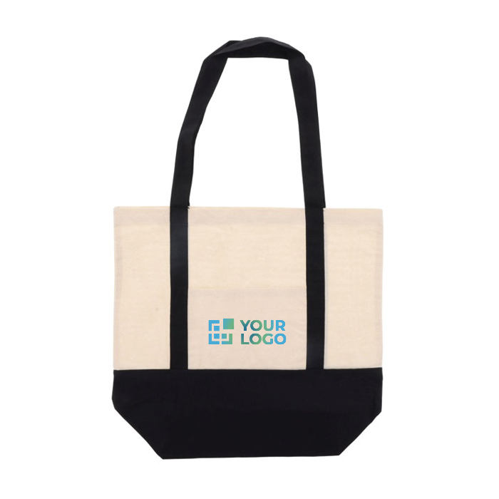 Baumwolltasche mit Farbdetails am Boden und Henkeln, 140 g/m2