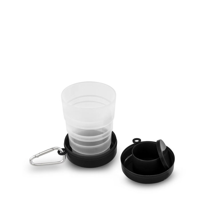 Pillendose innen mit faltbarem Becher und Schraubdeckel, 200ml