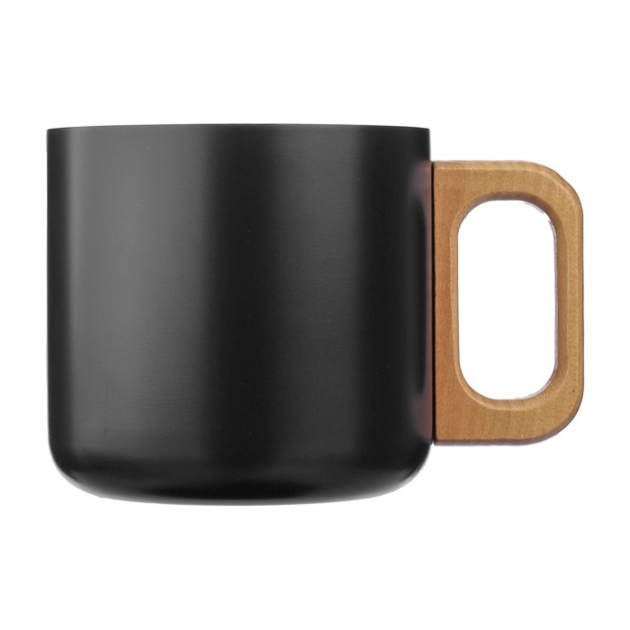 Doppelwandiger Becher aus Recyclingstahl mit Griff, 400 ml