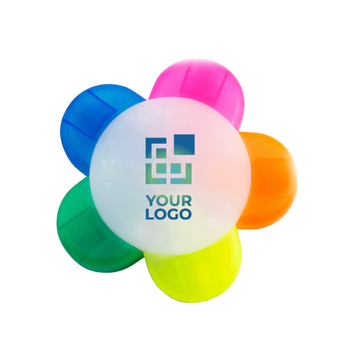 5 Leuchtstifte mit Orange, Rosa, Blau, Grün und Gelb