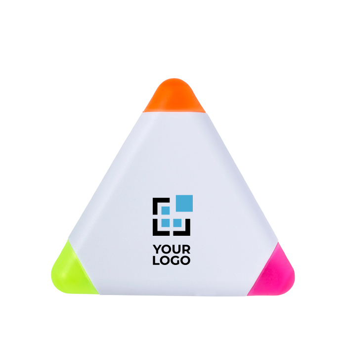 Dreieckiger Marker in den Farben Orange, Pink und Neongrün