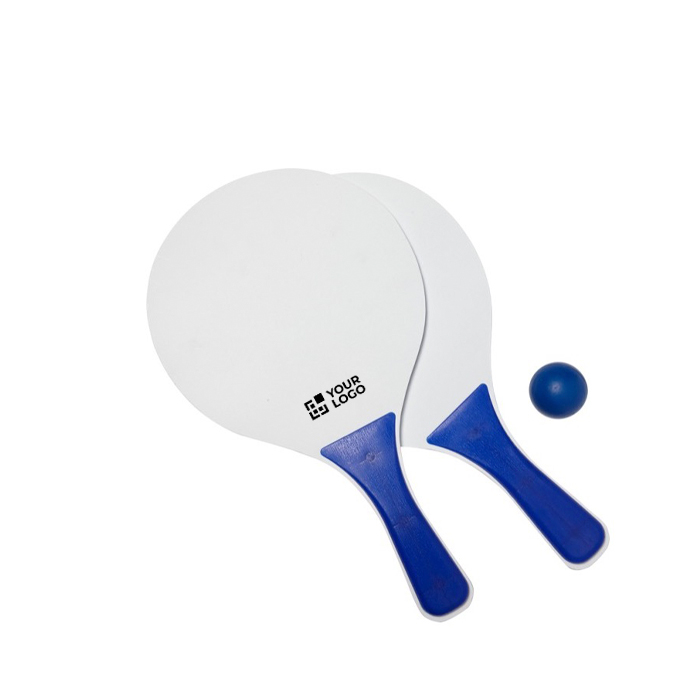 Set mit Schlägern aus Holz und Ball für Standurlaub farbe blau Ansicht mit Druckbereich