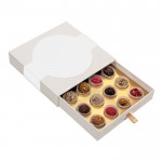 Schachtel mit 16 belgischen Pralinen, verschiedene Füllungen farbe weiß zweite Ansicht