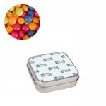 Silberne Schachtel mit Mini-Dragees mit Fruchtgeschmack 18g farbe silber Hauptansicht