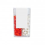 Transparente Box mit Dragees im Minz- und Fruchtgeschmack farbe erdbeere