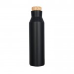Flasche als Werbeartikel mit originellem Deckel Farbe schwarz zweite Vorderansicht
