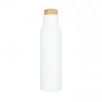 Flasche als Werbeartikel mit originellem Deckel Farbe weiß zweite Vorderansicht