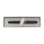 Metallischer Tintenroller mit farbigen Ringen, schwarze Parker-Tinte farbe lila dritte Ansicht