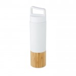 Thermosflasche mit Bambusdetail und Griff Farbe weiß dritte Ansicht
