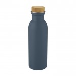 Stahlflasche mit Bambusdeckel Farbe petrolblau
