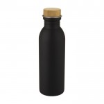 Stahlflasche mit Bambusdeckel Farbe schwarz