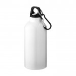 Mattierte Recycling-Aluminiumflasche mit Karabiner, 400 ml farbe weiß