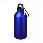 Mattierte Recycling-Aluminiumflasche mit Karabiner, 400 ml farbe blau