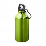Mattierte Recycling-Aluminiumflasche mit Karabiner, 400 ml farbe grün