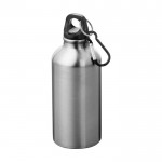 Mattierte Recycling-Aluminiumflasche mit Karabiner, 400 ml farbe silber