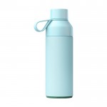 Edelstahl-Thermosflasche aus recyceltem Ozean-Plastik 500ml farbe pastellblau zweite Rückansicht