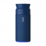 Edelstahl-Thermosflasche aus recyceltem Ozean-Plastik farbe marineblau