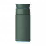 Edelstahl-Thermosflasche aus recyceltem Ozean-Plastik farbe dunkelgrün zweite Rückansicht