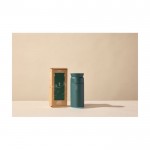 Edelstahl-Thermosflasche aus recyceltem Ozean-Plastik farbe dunkelgrün zweite Ansicht mit Box
